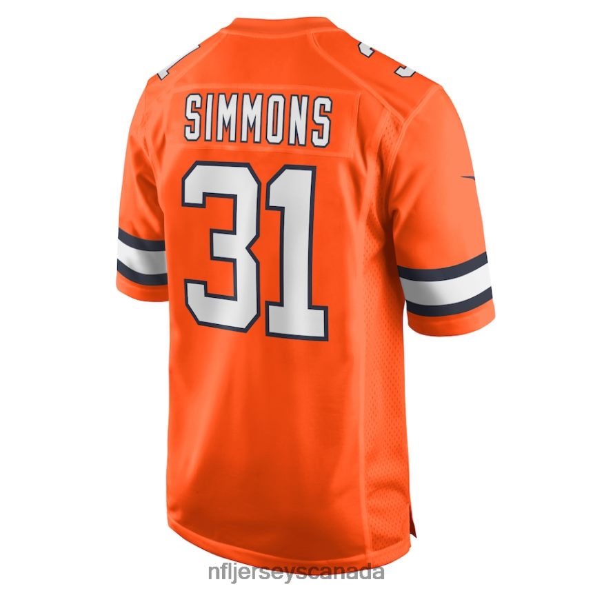 Men Denver Broncos Justin Simmons Nike Orange Alternate Game Jersey Clothing NFL TBXFR61343