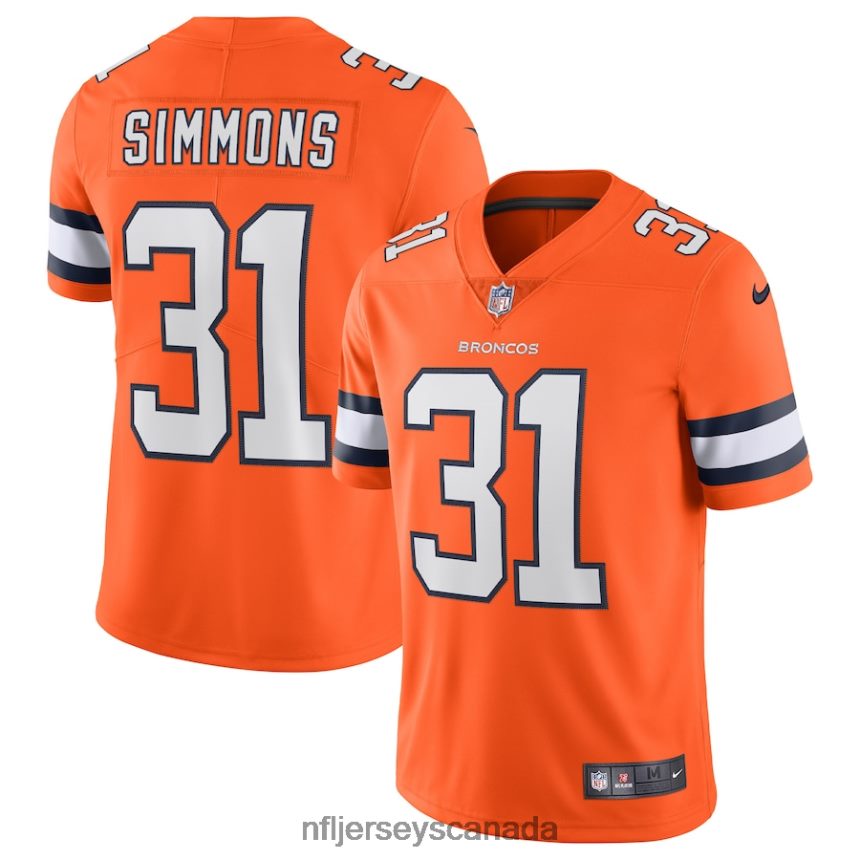 Men Denver Broncos Justin Simmons Nike Orange Alternate Vapor Limited Jersey Clothing NFL TBXFR62476