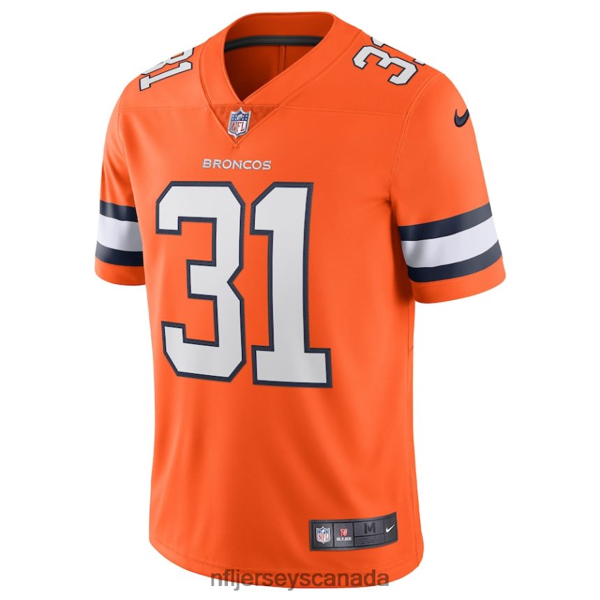 Men Denver Broncos Justin Simmons Nike Orange Alternate Vapor Limited Jersey Clothing NFL TBXFR62476