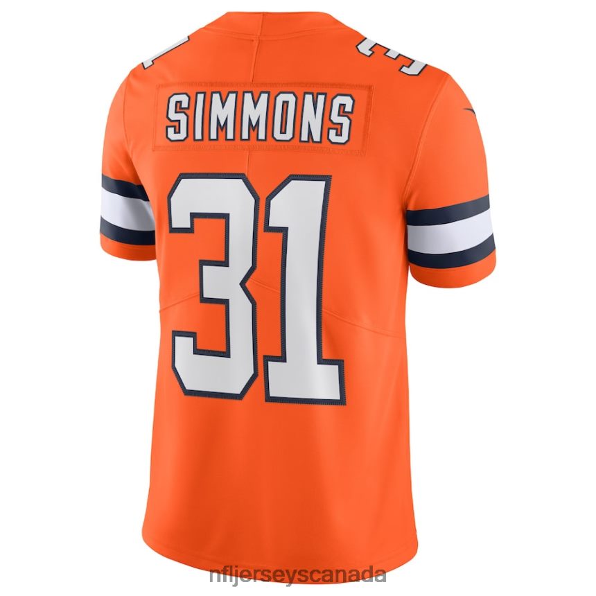 Men Denver Broncos Justin Simmons Nike Orange Alternate Vapor Limited Jersey Clothing NFL TBXFR62476