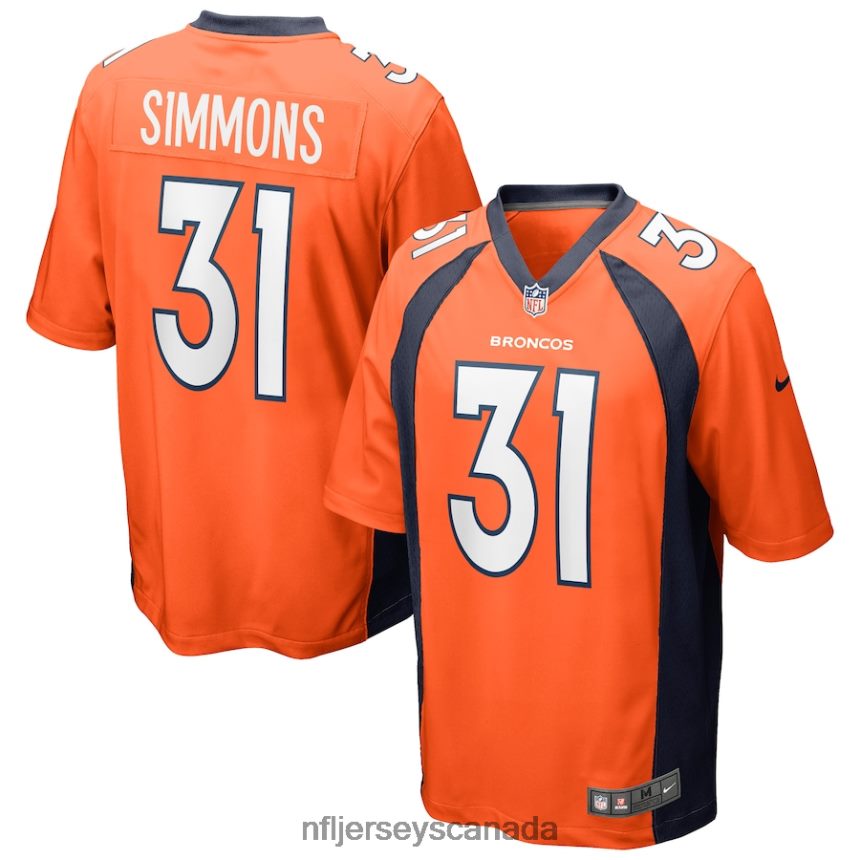 Men Denver Broncos Justin Simmons Nike Orange Game Jersey Clothing NFL TBXFR62576