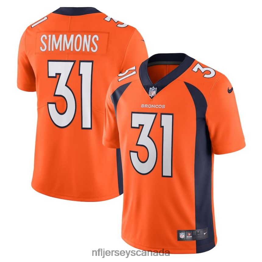 Men Denver Broncos Justin Simmons Nike Orange Vapor Limited Jersey Clothing NFL TBXFR63614