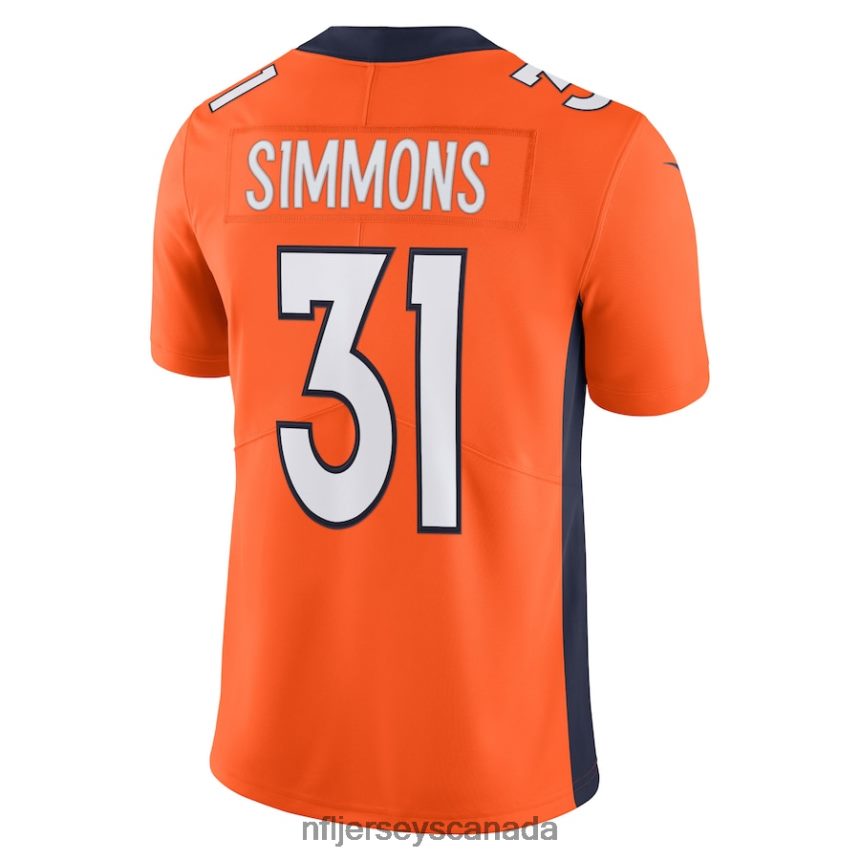 Men Denver Broncos Justin Simmons Nike Orange Vapor Limited Jersey Clothing NFL TBXFR63614