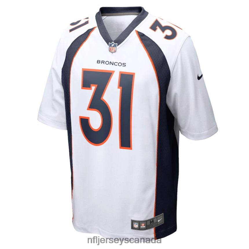 Men Denver Broncos Justin Simmons Nike White Game Jersey Clothing NFL TBXFR64954