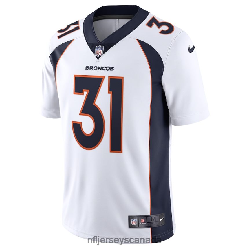 Men Denver Broncos Justin Simmons Nike White Vapor Limited Jersey Clothing NFL TBXFR62183