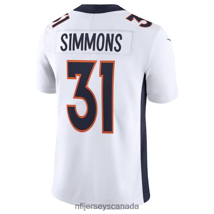 Men Denver Broncos Justin Simmons Nike White Vapor Limited Jersey Clothing NFL TBXFR62183