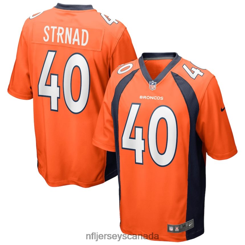 Men Denver Broncos Justin Strnad Nike Orange Game Jersey Clothing NFL TBXFR67089