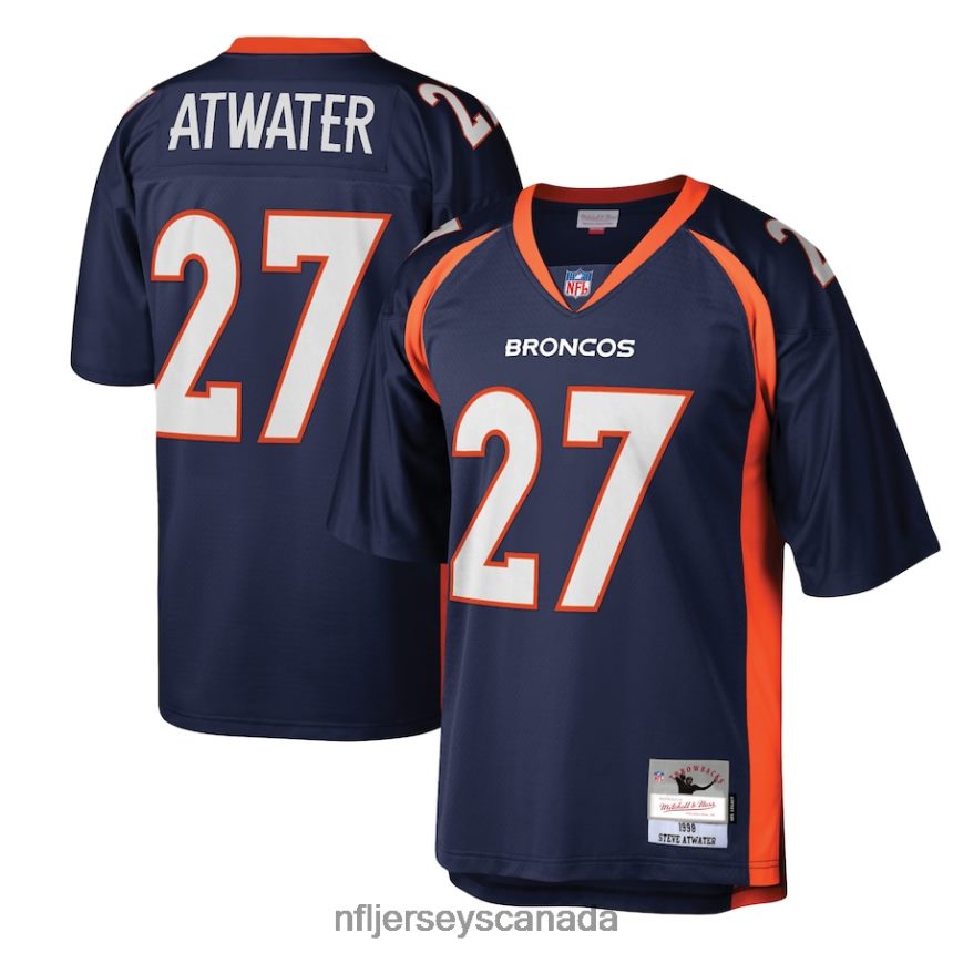 Men Denver Broncos Steve Atwater Mitchell  Ness Navy Legacy Replica Jersey Clothing NFL TBXFR63393