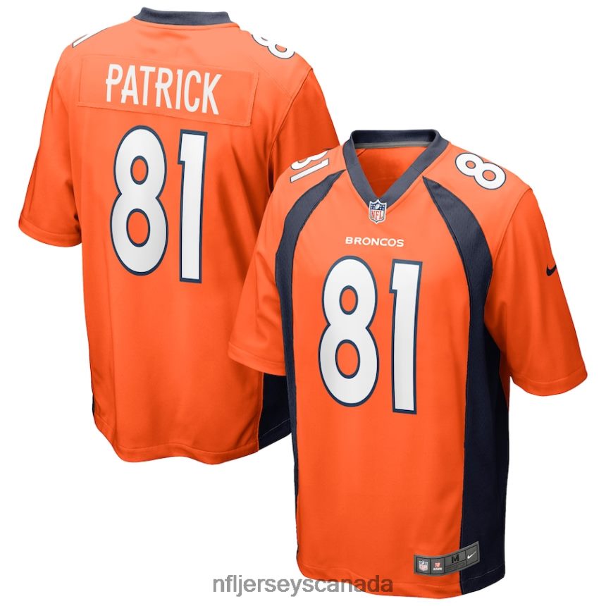 Men Denver Broncos Tim Patrick Nike Orange Game Jersey Clothing NFL TBXFR62243