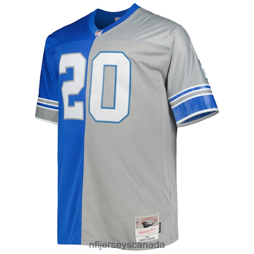 Men Detroit Lions Barry Sanders Mitchell  Ness Blue/Silver Big  Tall Split Legacy Retired Player Replica Jersey Clothing NFL TBXFR62200