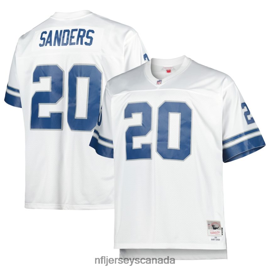 Men Detroit Lions Barry Sanders Mitchell  Ness White Big  Tall 1996 Retired Player Replica Jersey Clothing NFL TBXFR62513