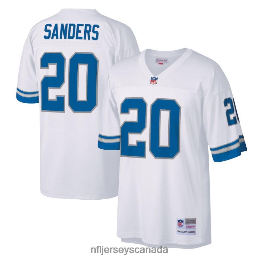 Men Detroit Lions Barry Sanders Mitchell  Ness White Legacy Replica Jersey Clothing NFL TBXFR62223
