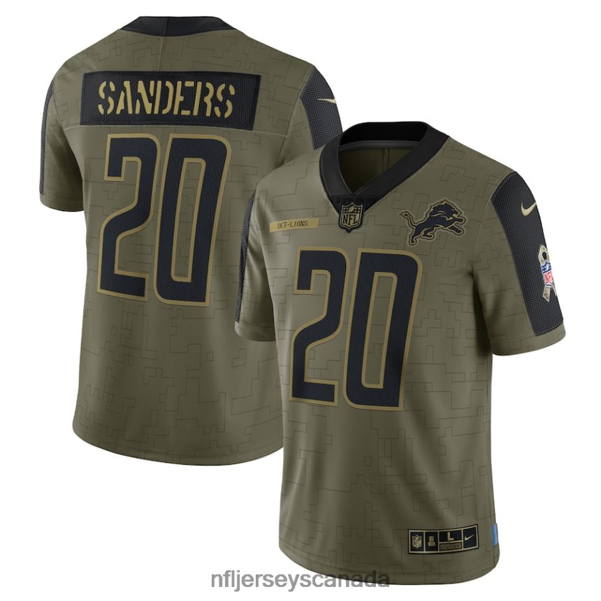 Men Detroit Lions Barry Sanders Nike Olive 2021 Salute To Service Retired Player Limited Jersey Clothing NFL TBXFR63333