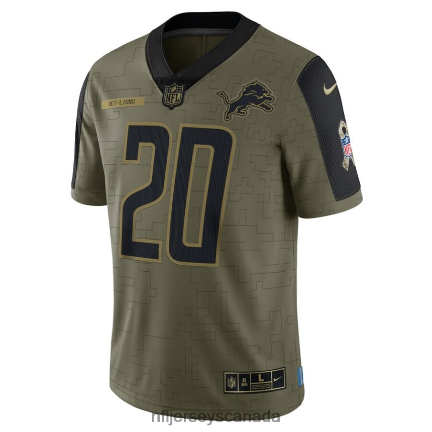 Men Detroit Lions Barry Sanders Nike Olive 2021 Salute To Service Retired Player Limited Jersey Clothing NFL TBXFR63333