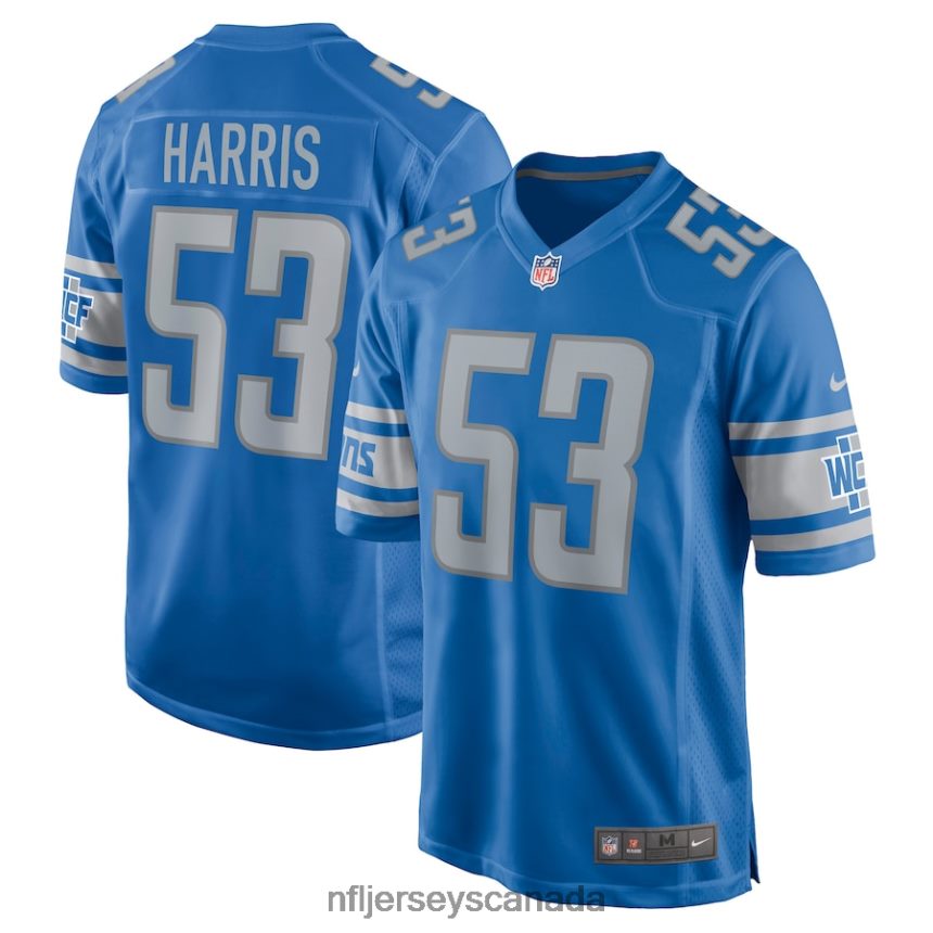 Men Detroit Lions Charles Harris Nike Blue Game Jersey Clothing NFL TBXFR64906