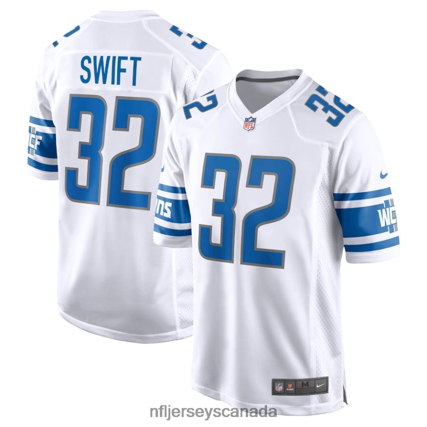 Men Detroit Lions DAndre Swift Nike White Game Jersey Clothing NFL TBXFR61001