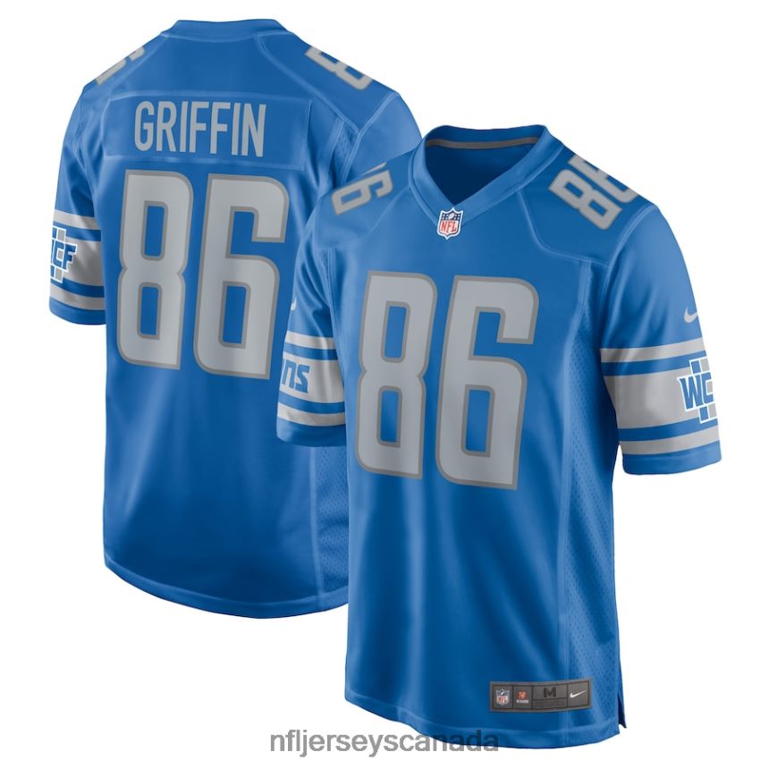 Men Detroit Lions Garrett Griffin Nike Blue Player Game Jersey Clothing NFL TBXFR65988