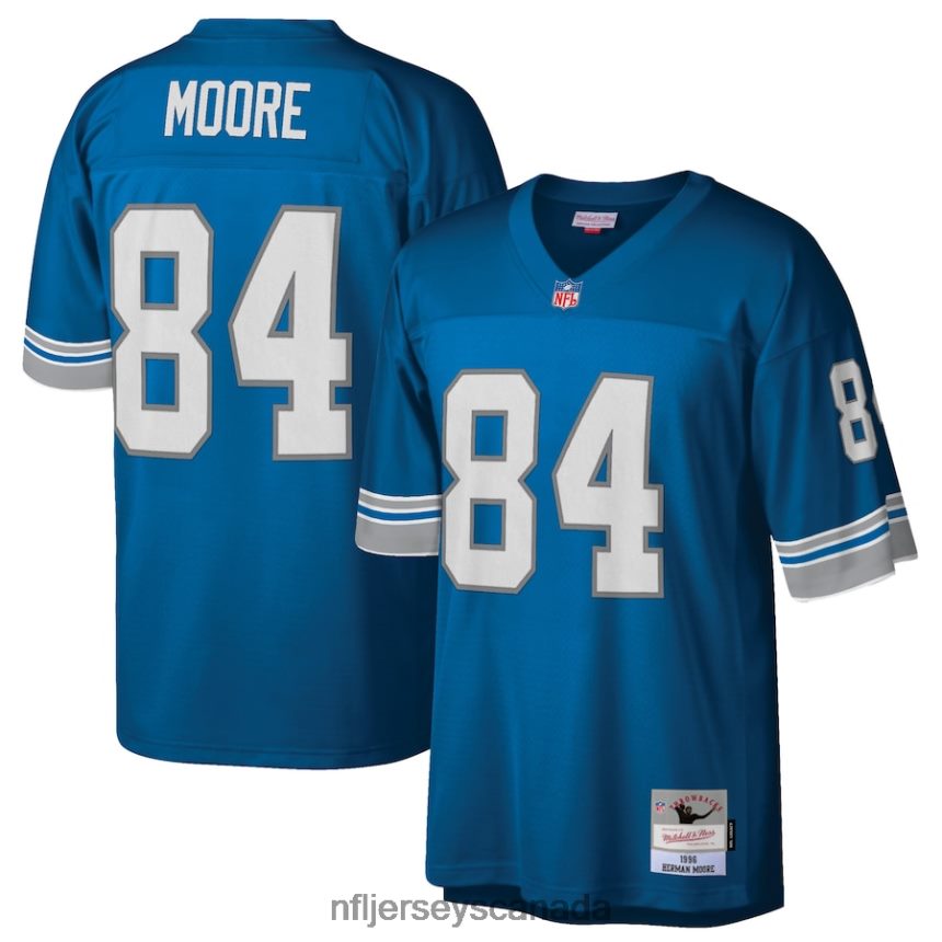 Men Detroit Lions Herman Moore Mitchell  Ness Blue Retired Player Legacy Replica Jersey Clothing NFL TBXFR63567