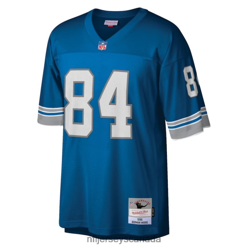 Men Detroit Lions Herman Moore Mitchell  Ness Blue Retired Player Legacy Replica Jersey Clothing NFL TBXFR63567