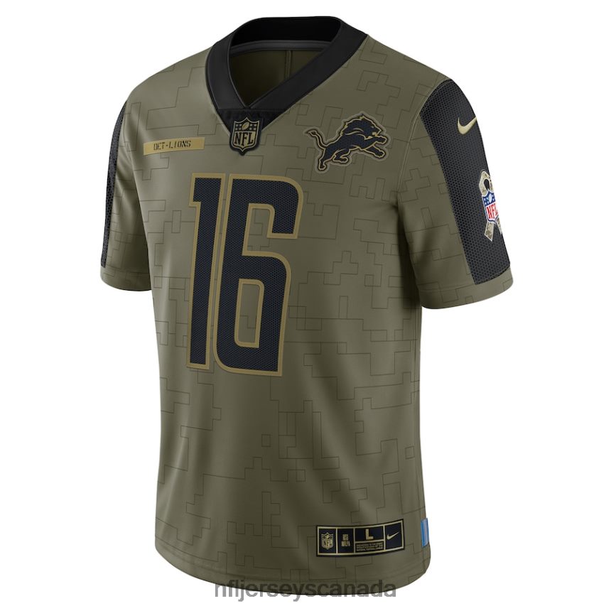 Men Detroit Lions Jared Goff Nike Olive 2021 Salute To Service Limited Player Jersey Clothing NFL TBXFR6893