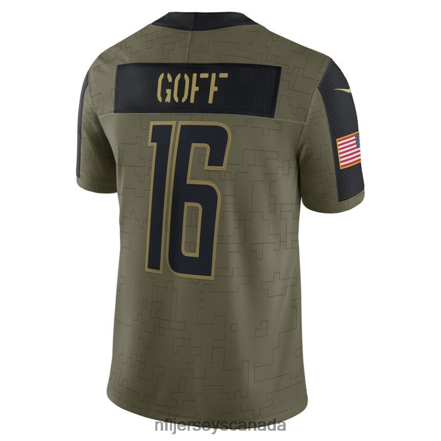 Men Detroit Lions Jared Goff Nike Olive 2021 Salute To Service Limited Player Jersey Clothing NFL TBXFR6893
