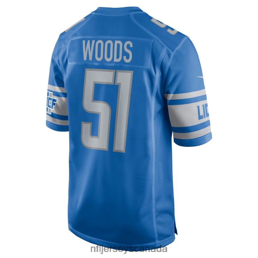 Men Detroit Lions Josh Woods Nike Blue Player Game Jersey Clothing NFL TBXFR64394