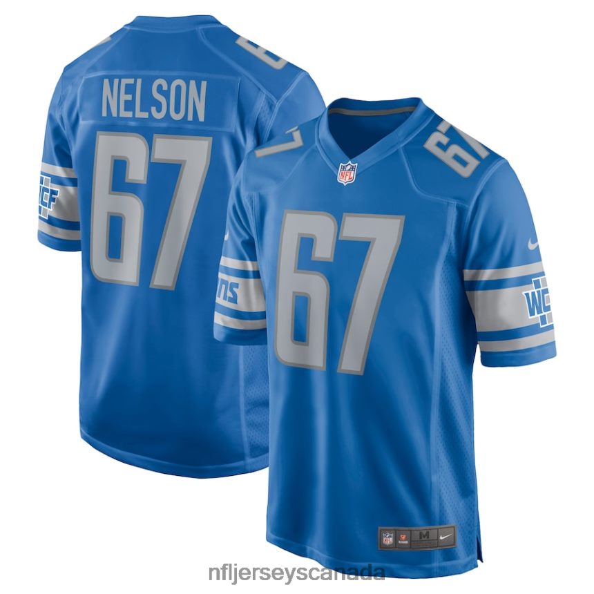 Men Detroit Lions Matt Nelson Nike Blue Game Jersey Clothing NFL TBXFR63119