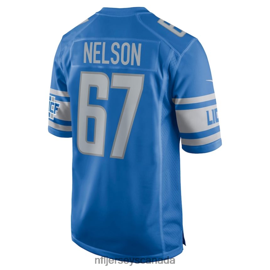 Men Detroit Lions Matt Nelson Nike Blue Game Jersey Clothing NFL TBXFR63119