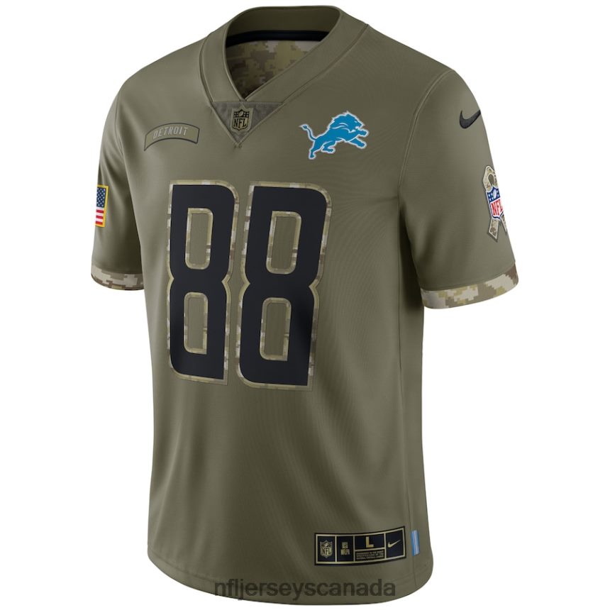 Men Detroit Lions TJ Hockenson Nike Olive 2022 Salute To Service Limited Jersey Clothing NFL TBXFR62328