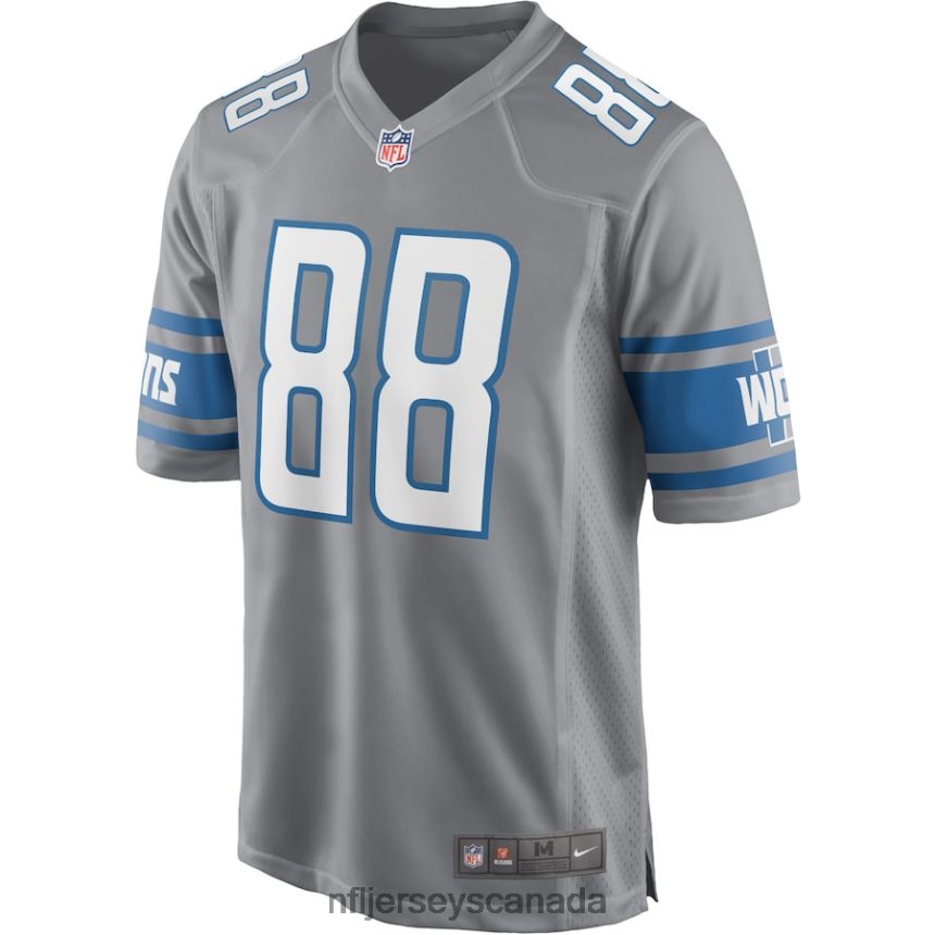 Men Detroit Lions TJ Hockenson Nike Silver Game Jersey Clothing NFL TBXFR61325