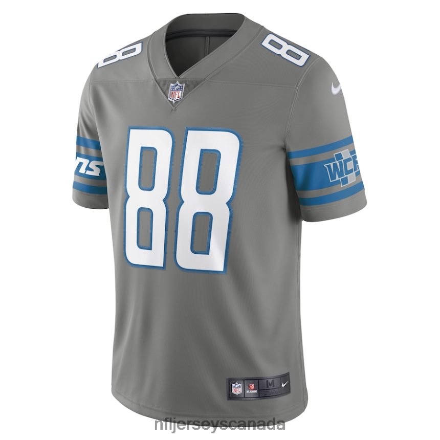 Men Detroit Lions TJ Hockenson Nike Steel Vapor Limited Jersey Clothing NFL TBXFR61308