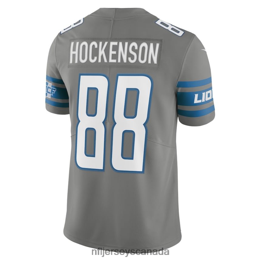 Men Detroit Lions TJ Hockenson Nike Steel Vapor Limited Jersey Clothing NFL TBXFR61308