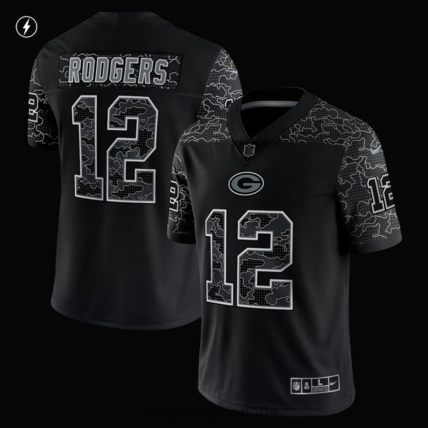 Men Green Bay Packers Aaron Rodgers Nike Black RFLCTV Limited Jersey Clothing NFL TBXFR61029