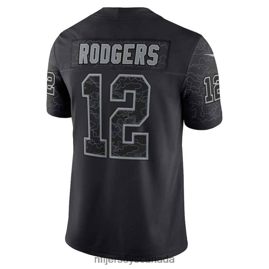 Men Green Bay Packers Aaron Rodgers Nike Black RFLCTV Limited Jersey Clothing NFL TBXFR61029