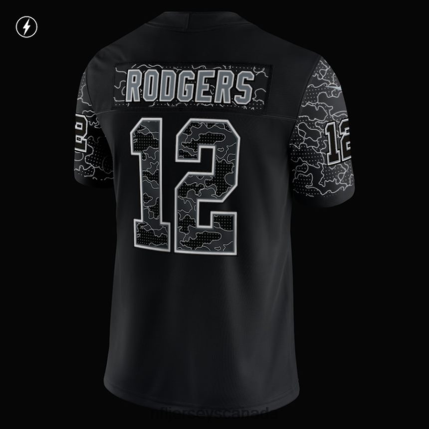 Men Green Bay Packers Aaron Rodgers Nike Black RFLCTV Limited Jersey Clothing NFL TBXFR61029