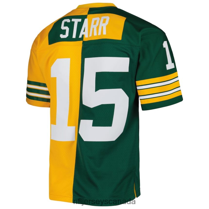 Men Green Bay Packers Bart Starr Mitchell  Ness Green/Gold 1969 Split Legacy Replica Jersey Clothing NFL TBXFR62011
