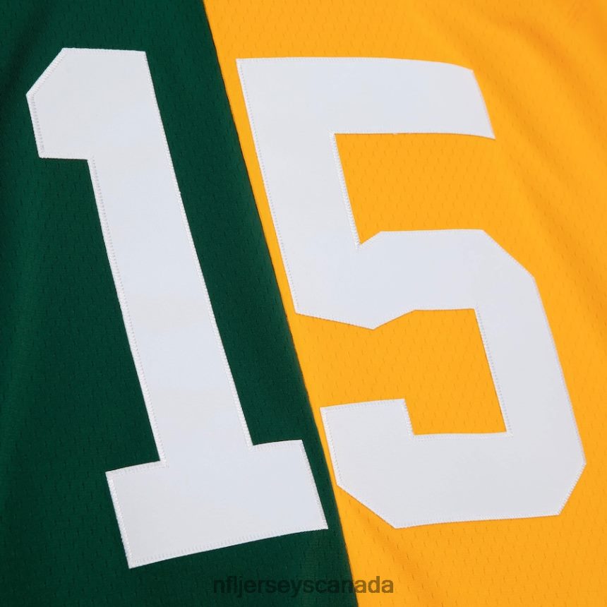 Men Green Bay Packers Bart Starr Mitchell  Ness Green/Gold 1969 Split Legacy Replica Jersey Clothing NFL TBXFR62011