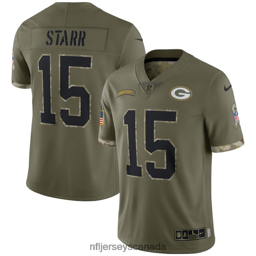 Men Green Bay Packers Bart Starr Nike Olive 2022 Salute To Service Retired Player Limited Jersey Clothing NFL TBXFR63066