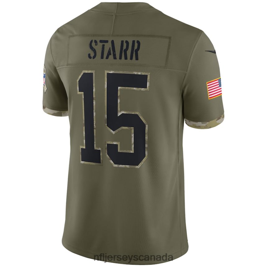Men Green Bay Packers Bart Starr Nike Olive 2022 Salute To Service Retired Player Limited Jersey Clothing NFL TBXFR63066