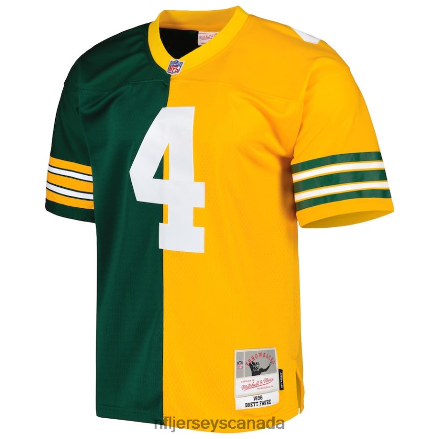 Men Green Bay Packers Brett Favre Mitchell  Ness Green/Gold 1996 Split Legacy Replica Jersey Clothing NFL TBXFR61669