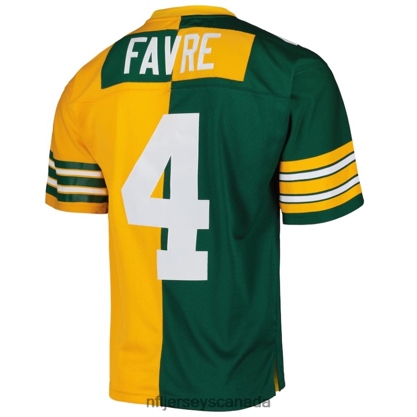 Men Green Bay Packers Brett Favre Mitchell  Ness Green/Gold 1996 Split Legacy Replica Jersey Clothing NFL TBXFR61669