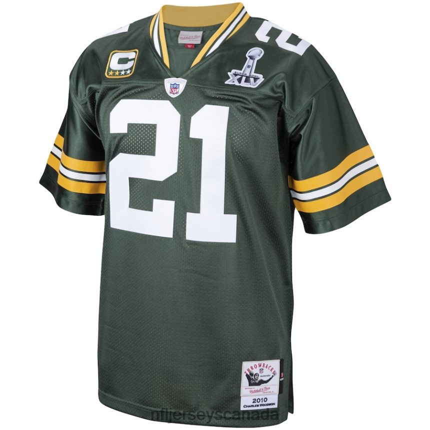 Men Green Bay Packers Charles Woodson Mitchell  Ness Green 2010 Authentic Throwback Retired Player Jersey Clothing NFL TBXFR63699