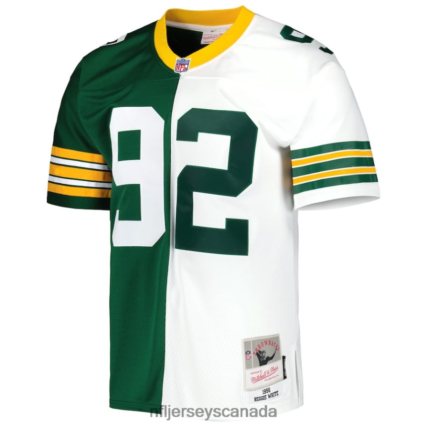 Men Green Bay Packers Reggie White Mitchell  Ness Green/White 1996 Split Legacy Replica Jersey Clothing NFL TBXFR61285