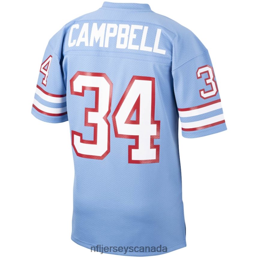 Men Houston Oilers Earl Campbell Mitchell  Ness Light Blue 1980 Authentic Throwback Retired Player Jersey Clothing NFL TBXFR64239