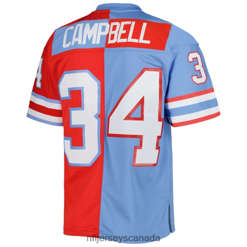 Men Houston Oilers Earl Campbell Mitchell  Ness Red/Light Blue Gridiron Classics 1980 Split Legacy Replica Jersey Clothing NFL TBXFR62212