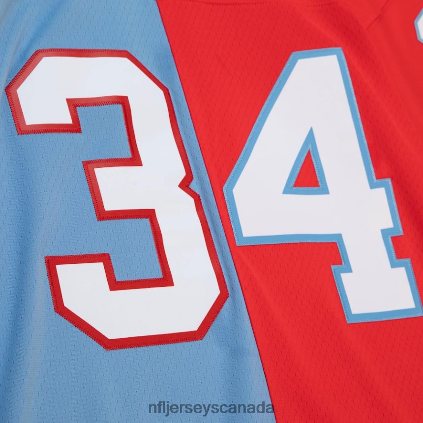 Men Houston Oilers Earl Campbell Mitchell  Ness Red/Light Blue Gridiron Classics 1980 Split Legacy Replica Jersey Clothing NFL TBXFR62212