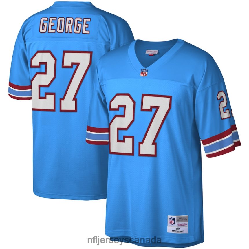 Men Houston Oilers Eddie George Mitchell  Ness Light Blue Legacy Replica Jersey Clothing NFL TBXFR61146