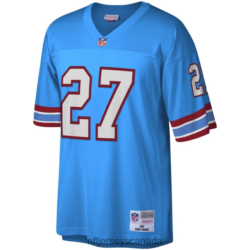 Men Houston Oilers Eddie George Mitchell  Ness Light Blue Legacy Replica Jersey Clothing NFL TBXFR61146