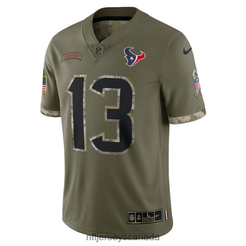 Men Houston Texans Nike Olive 2022 Salute To Service Limited Jersey Clothing NFL TBXFR61441