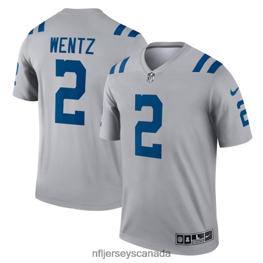 Men Indianapolis Colts Carson Wentz Nike Gray Inverted Legend Jersey Clothing NFL TBXFR62749